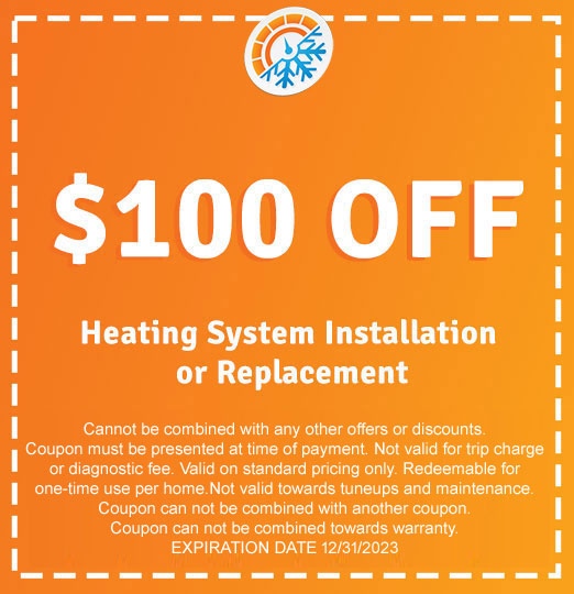 $100 off heating system installation discount